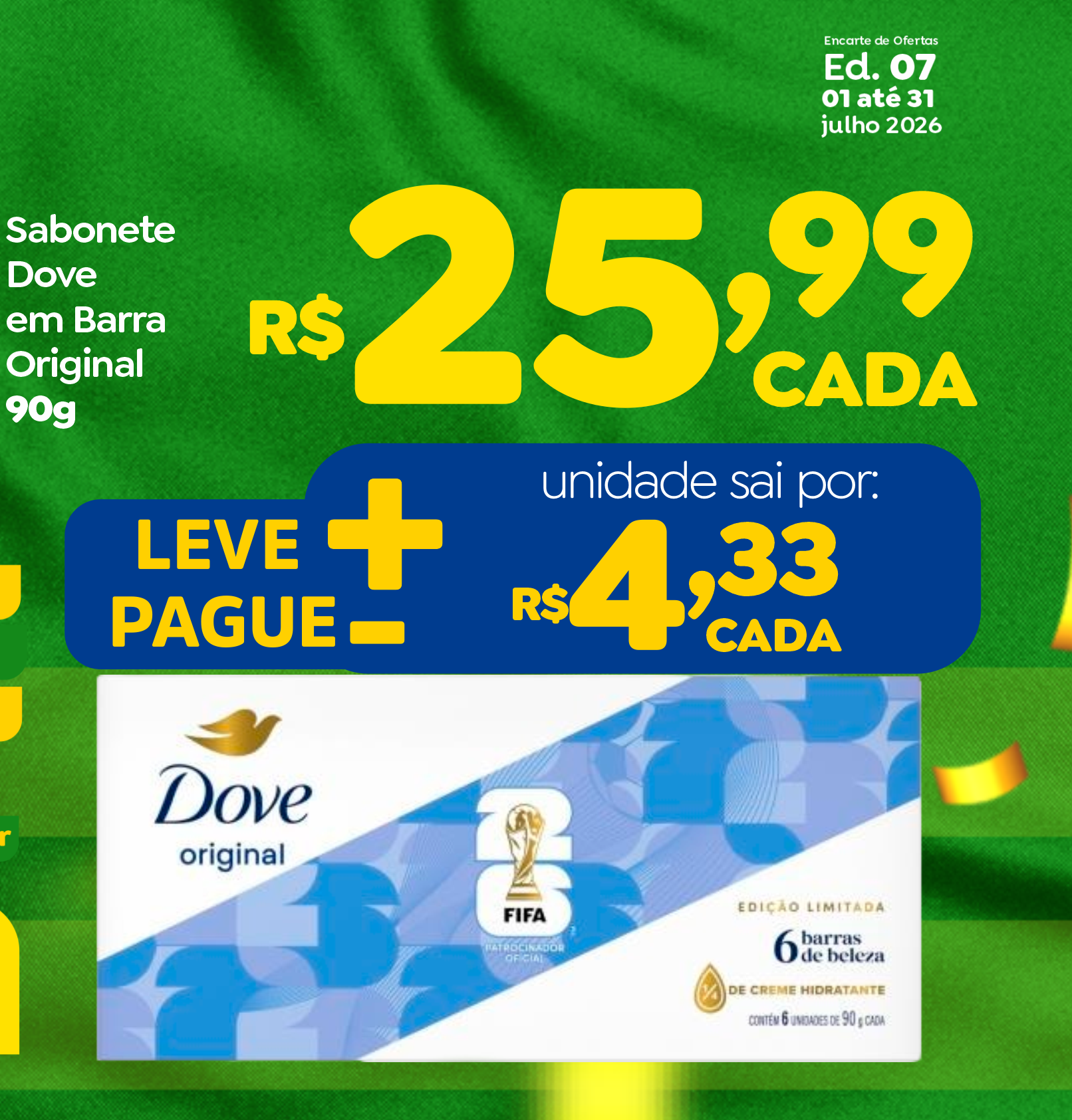 Sabonete Dove Original 6 unidades — oferta de julho
